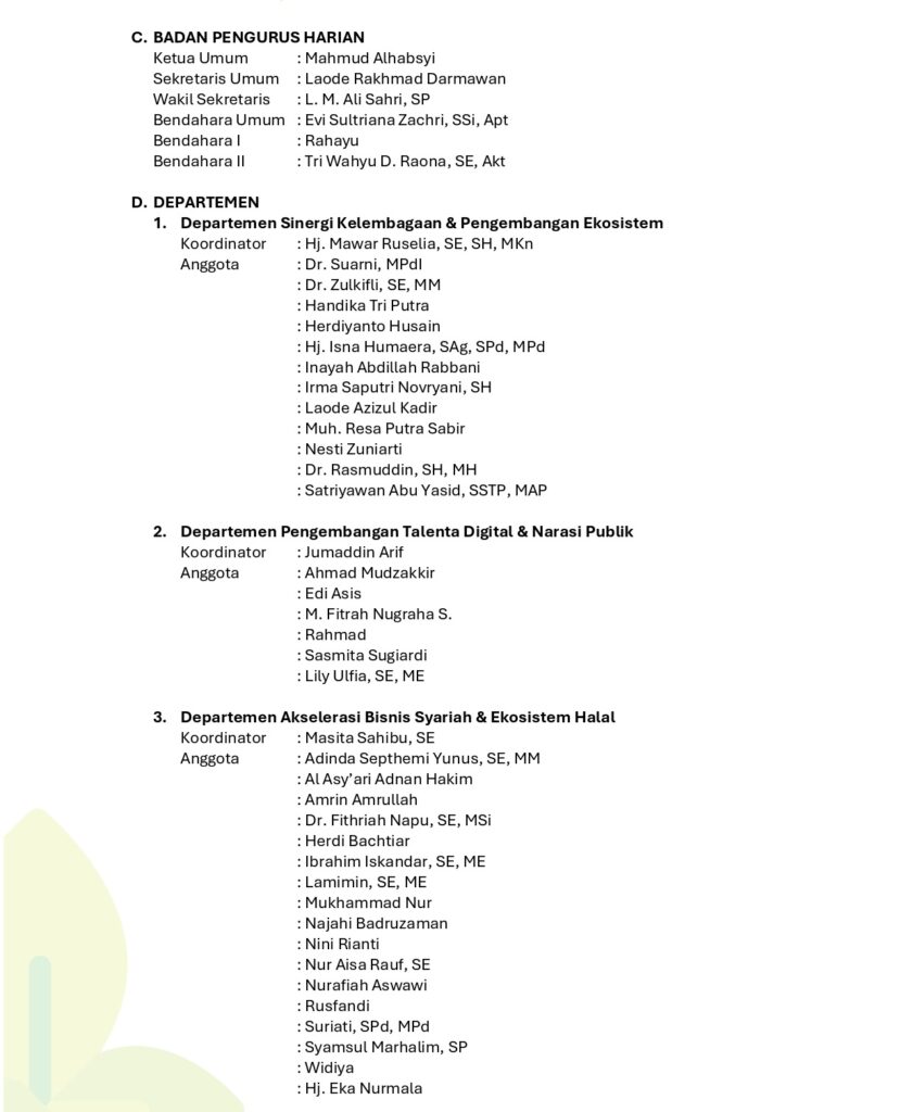 SK-PW-MES-Sulawesi-Tenggara-2026_page-0003-841x1024 Pengurus MES Sultra 1448–1451 H Resmi Dilantik: Momentum Dorong Akselerasi Ekonomi Syariah